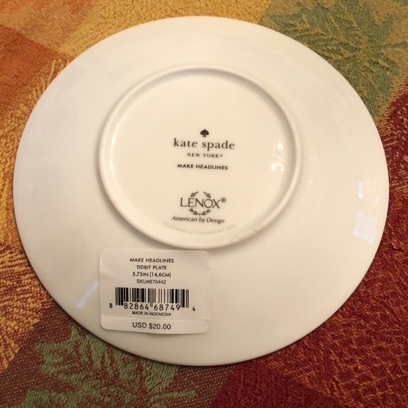 NWT KATE SPADE MAKE HEADLINES CHARM MAGAZINE TIDBIT PLATE by LENOX CHINA - Picture 2 of 11